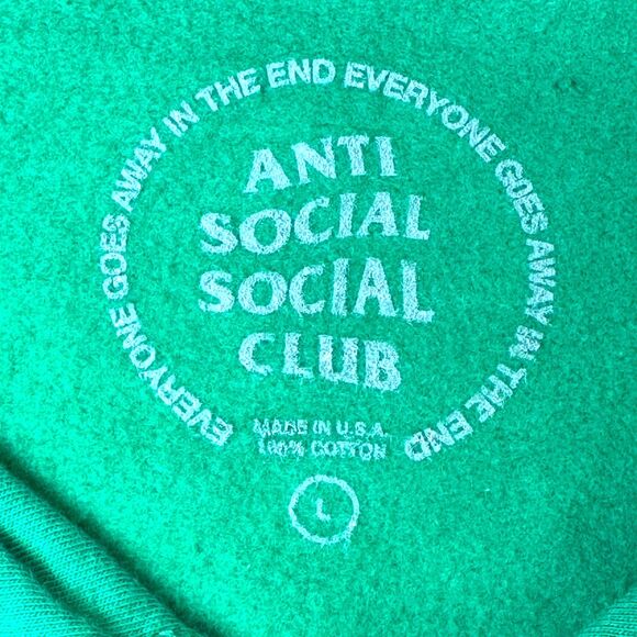 Anti Social Social Club Hoodie Men Large Green Pixel Logo Graphic Streetwear USA - Picture 5 of 13